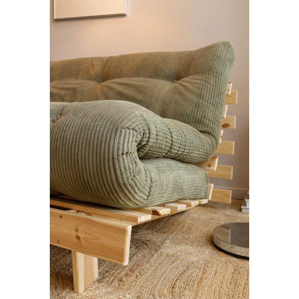 Zielony rozkładany sztruksowy fotel futon Roots – Karup-image-1