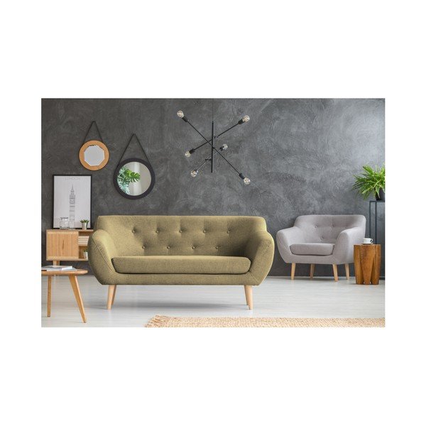 Brązowa sofa 2-osobowa z jasnymi nogami Mazzini Sofas Sicile-image-4