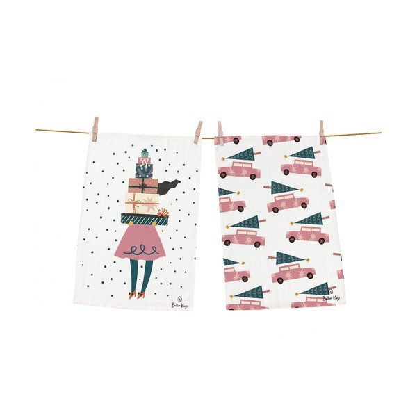 Bawełniane ścierki zestaw 2 szt. ze świątecznym motywem 50x70 cm A Lots of Gifts – Butter Kings