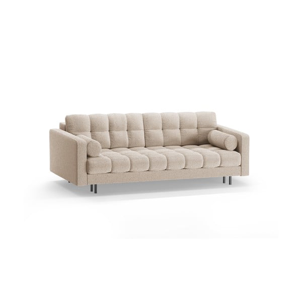 Beżowa rozkładana sofa ze schowkiem z materiału bouclé 222 cm Bali – Cosmopolitan Design-image-3