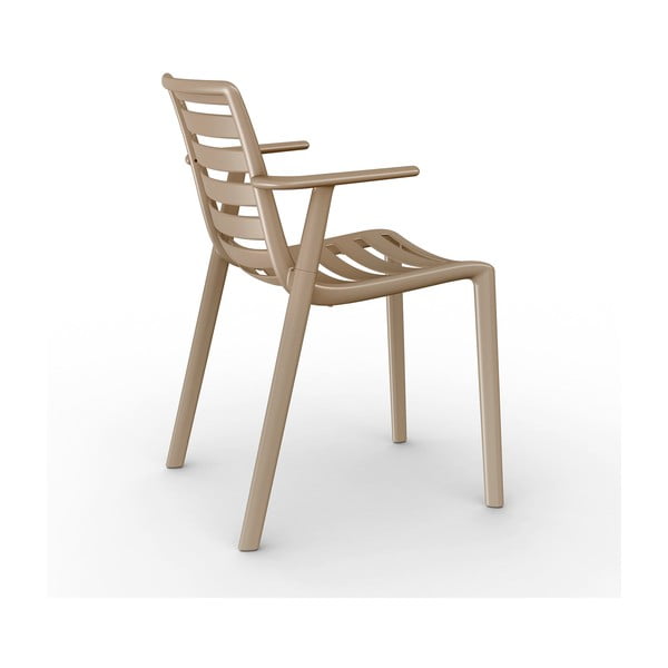Zestaw 2 piaskowobrązowych krzeseł ogrodowych z podłokietnikami Resol Slatkat