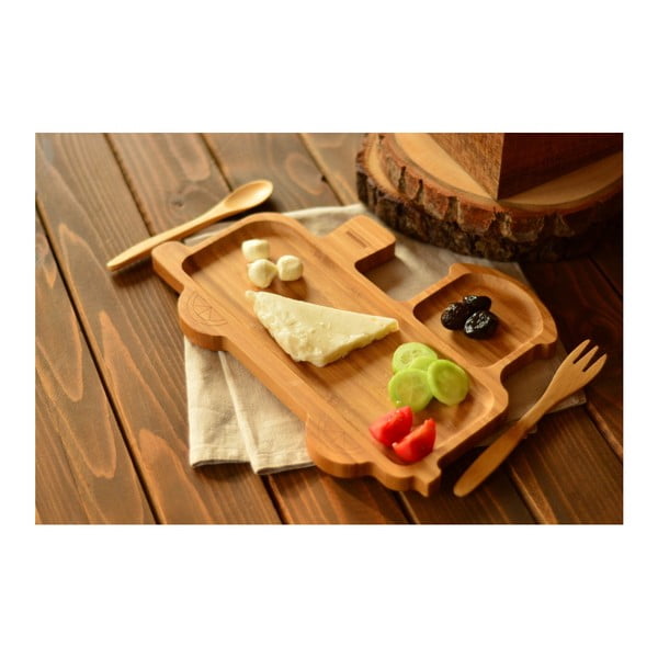 Bambusowy talerz dziecięcy w kształcie pociągu ze sztućcami Bambum-image-3