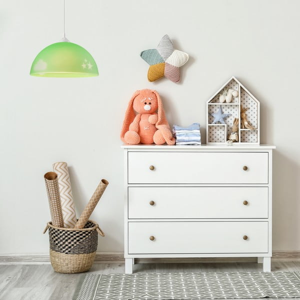 Zielona lampa dziecięca ze szklanym kloszem ø 30 cm Day & Night – LAMKUR-image-2