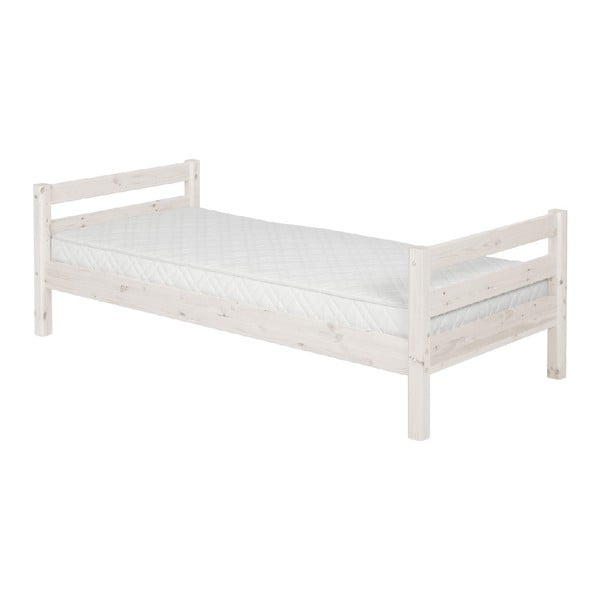 Białe łóżko dziecięce z drewna sosnowego Flexa Classic, 90x200 cm
