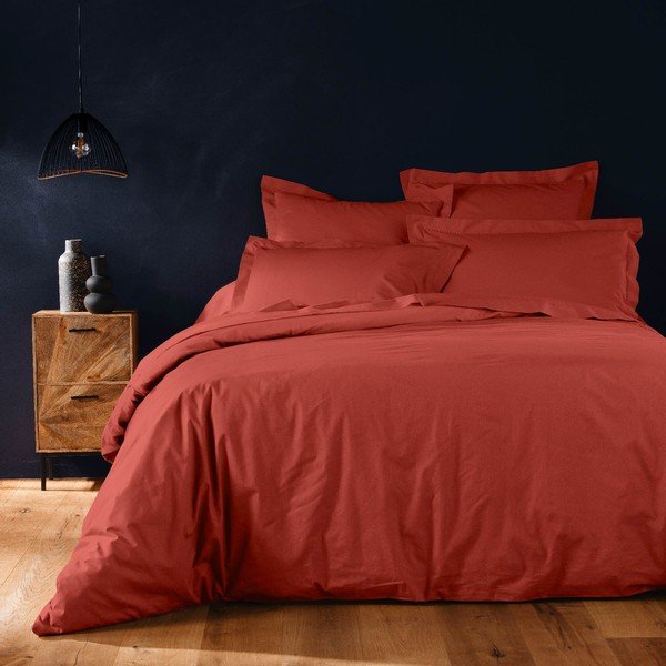 Ceglasta bawełniana poszwa na kołdrę dwuosobowa 240x220 cm Lina – douceur d'intérieur-image-1