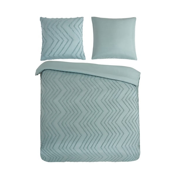 Jasnozielona pościel dwuosobowa z mikrowłókna 200x220 cm Pure Zigzag – Good Morning