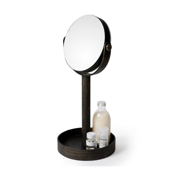 Lusterko stołowe z półeczką z drewna dębowego Wireworks Magnify Dark-image-1