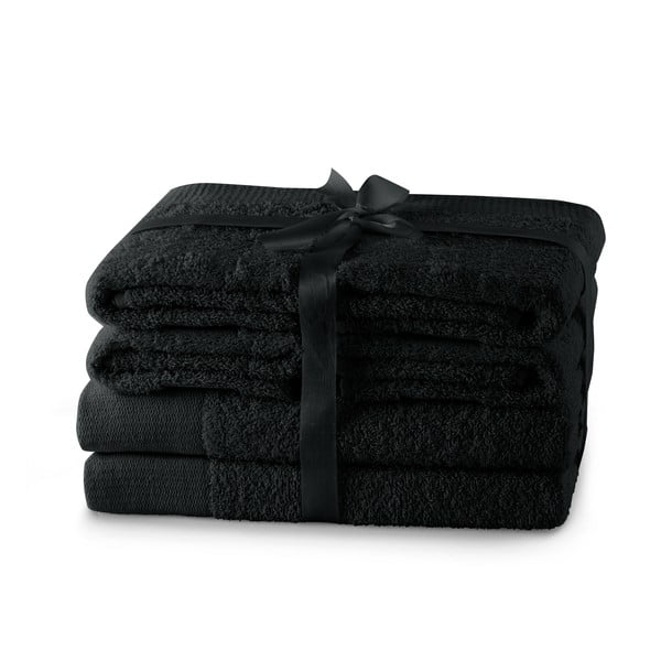 Czarne bawełniane ręczniki zestaw 6 szt. frotte Amari – Restilo