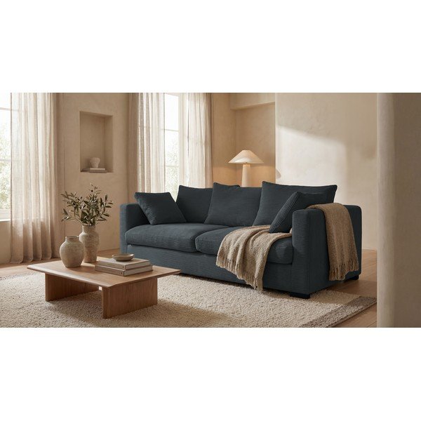 Szara sztruksowa sofa 220 cm Comfy – Scandic-image-1
