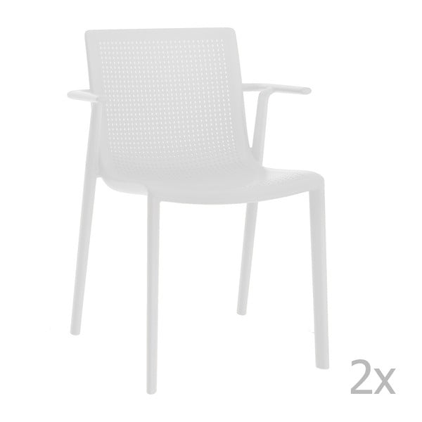 Zestaw 2 białych krzeseł ogrodowych z podłokietnikami Resol beekat