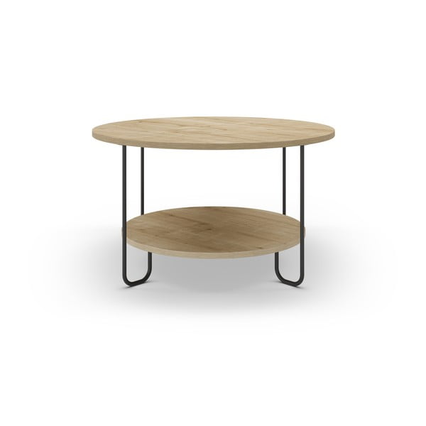 Okrągły stolik z blatem w dekorze dębu ø 80 cm Tonka – Marckeric-image-1