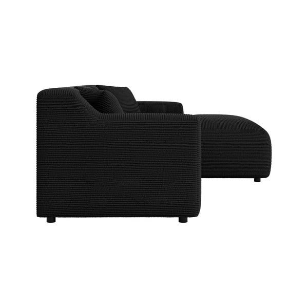 Czarny sztruksowy narożnik (prawostronny/z szezlongiem) Martin – Ropez-image-3