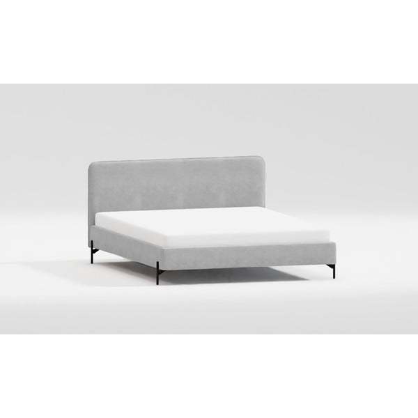 Jasnoszare tapicerowane łóżko dwuosobowe ze stelażem 200x200 cm Barker – Ropez-image-4