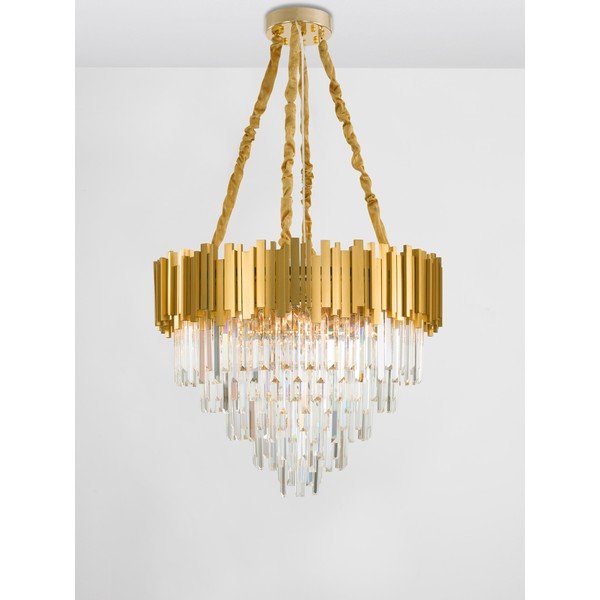 Metalowa lampa wisząca w kolorze złota z kryształowym kloszem ø 73 cm Grane – Nova Luce-image-3