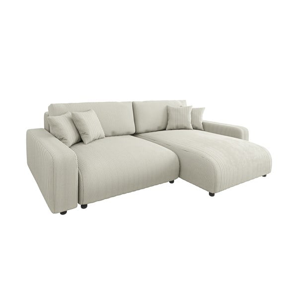 Kremowy sztruksowy rozkładany narożnik (strona zmienna) Sara – Ropez