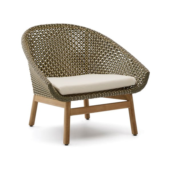 Zielono-naturalny drewniany fotel ogrodowy Olbia – Kave Home