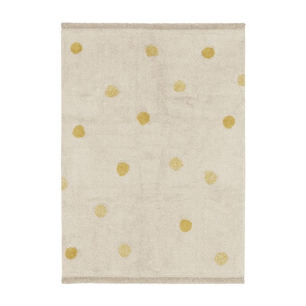 Żółto-kremowy bawełniany dywan dziecięcy tkany ręcznie odpowiedni do prania 120x160 cm Hippy Dots Honey – Lorena Canals