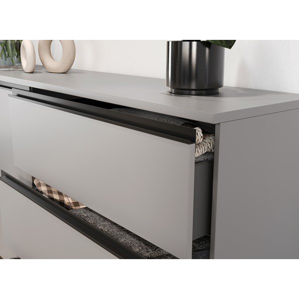 Szara niska komoda 135x91 cm Bastia – Germania-image-3