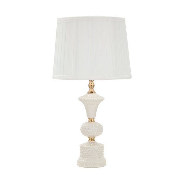 Biała lampa stołowa z tekstylnym kloszem (wysokość 57 cm) Caserta – Mauro Ferretti