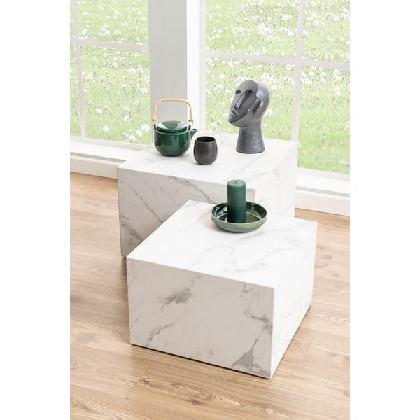 Białe stoliki w dekorze marmuru zestaw 2 szt. 58x58 cm Dice – Actona-image-1