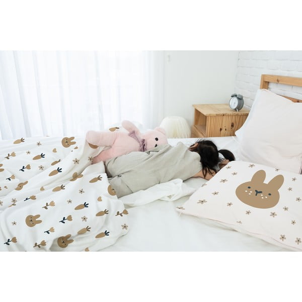 Pościel dziecięca jednoosobowa z satyny bawełnianej 135x200 cm Sweet Bunnies – Butter Kings-image-1