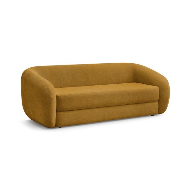 Musztardowa rozkładana sofa z tkaniny szenilowej 228 cm Neyo – Bobochic Paris-image-2
