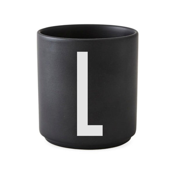 Czarny porcelanowy kubek Design Letters Alphabet L, 250 ml