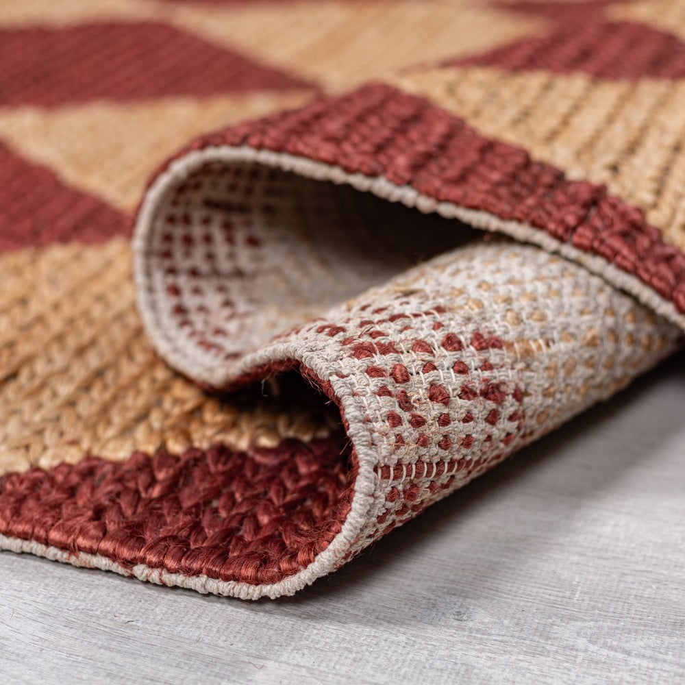 Chodnik z mieszanki juty tkany ręcznie w kolorze terakoty 60x230 cm Effie Diamond – Flair Rugs (zdjęcie 4)