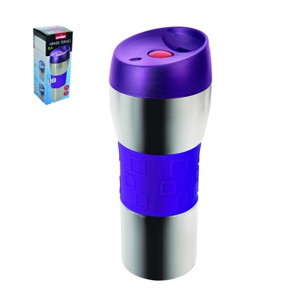 Fioletowy kubek termiczny ze stali nierdzewnej z wieczkiem Orion, 400 ml