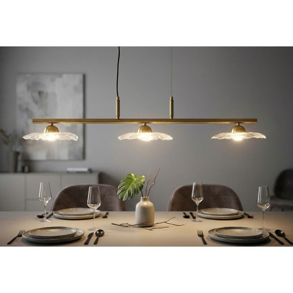 Metalowa lampa wisząca w kolorze złota ze szklanym kloszem Emily – Mauro Ferretti-image-1