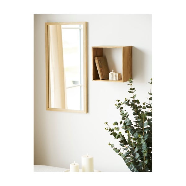 Wielopoziomowa półka z litego drewna dębowego w naturalnym kolorze 30 cm Lattoon – House Nordic-image-1