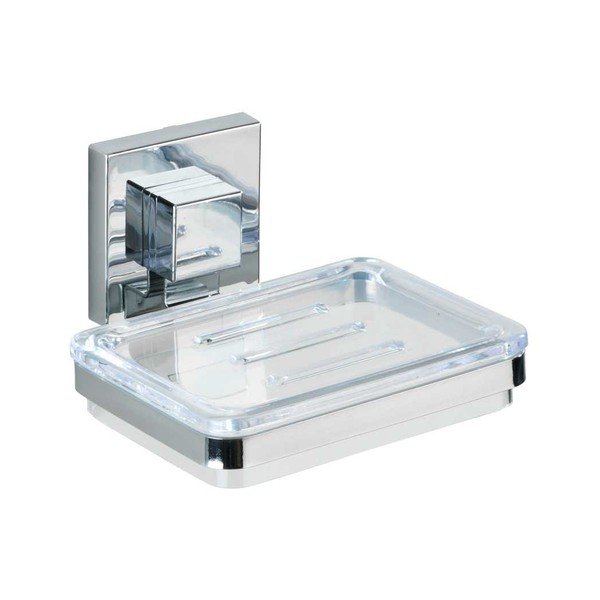 Samoprzylepny plastikowy zestaw akcesoriów łazienkowych w kolorze srebra z połyskiem Quadro – Wenko-image-4