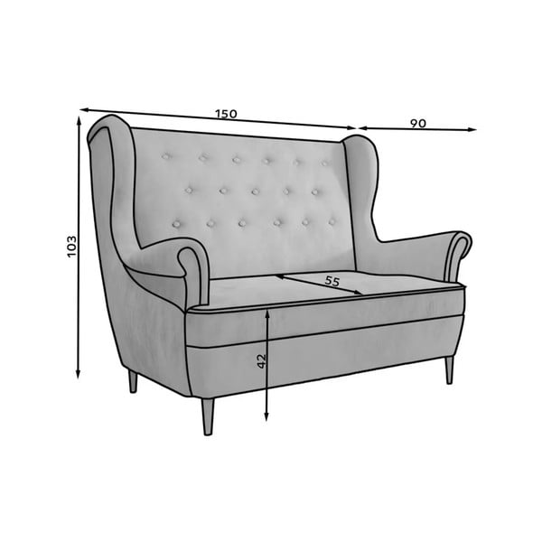 Ciemnoniebieska sofa 150 cm Aros – ELTAP-image-2