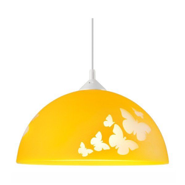 Lampa dziecięca w kolorze ochry ze szklanym kloszem ø 30 cm Mariposa – LAMKUR-image-4