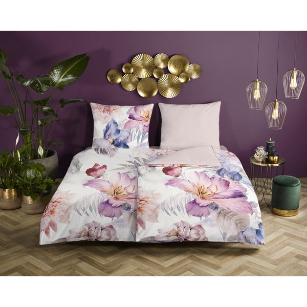 Kremowa pościel jednoosobowa z satyny bawełnianej 140x200 cm – Descanso-image-1