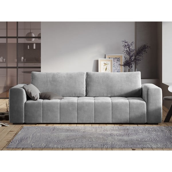 Jasnoszara aksamitna rozkładana sofa Milo Casa Luca-image-1