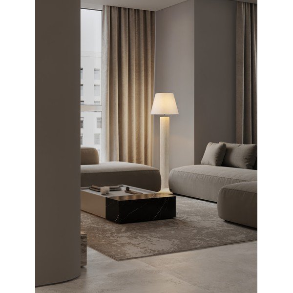 Biała/kremowa kamienna lampa stojąca (wysokość 150 cm) Bacoo – Nova Luce-image-1