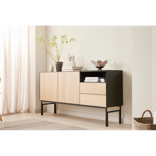 Czarna niska komoda w dekorze dębu 180x89 cm Edge by Hammel – Hammel Furniture-image-1