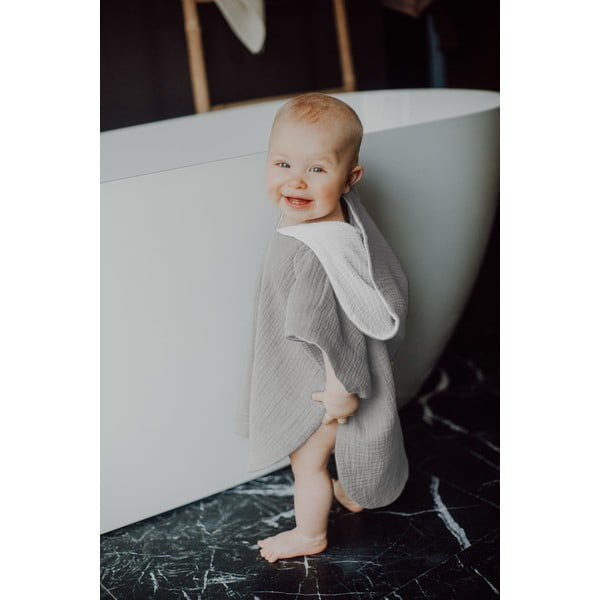 Szare muślinowe poncho dziecięce rozmiar M – Malomi Kids-image-1