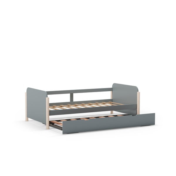 Szarozielone łóżko dziecięce z litego drewna sosnowego z wysuwanym łóżkiem ze stelażem 90x190 cm Enola – Marckeric-image-3