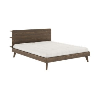 Brązowe łóżko dwuosobowe ze stelażem 160x200 cm Retreat – Karup Design