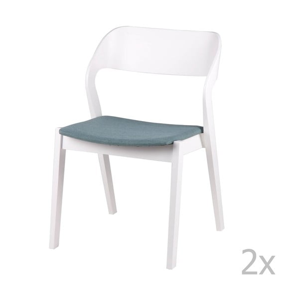 Zestaw 2 białych krzeseł miętowym siedziskiem sømcasa Bianca