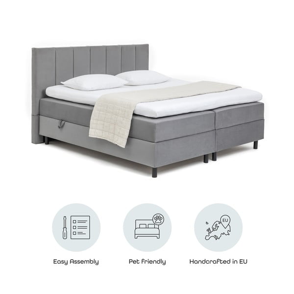 Szare łóżko kontynentalne ze schowkiem 180x200 cm Elva Bold Line – Bonami Selection-image-4