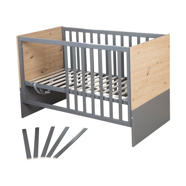 Szaro-naturalne łóżeczko 60x120 cm Anna – Roba-image-2