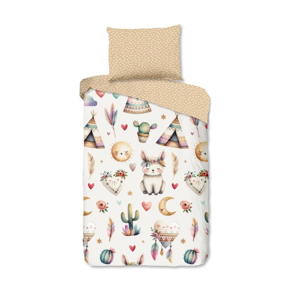 Beżowa bawełniana pościel dziecięca jednoosobowa 140x200 cm Luz – Good Morning