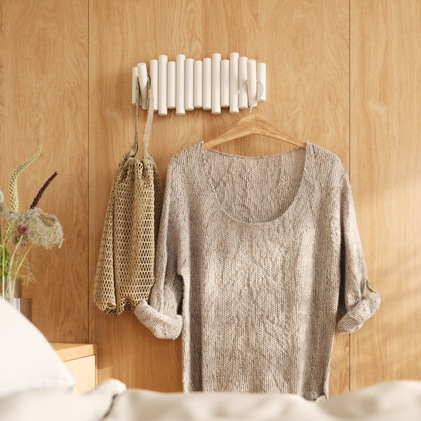 Biały wieszak ścienny z litego drewna sosnowego Picket – Umbra-image-1