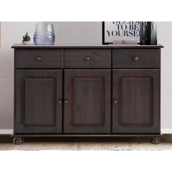 Brązowa niska komoda z litego drewna sosnowego 116x76 cm Ella – Støraa-image-1
