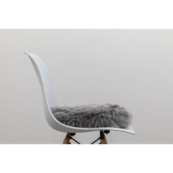 Szara poduszka na krzesło ze skóry owczej Native Natural Round, ⌀ 40 cm-image-3