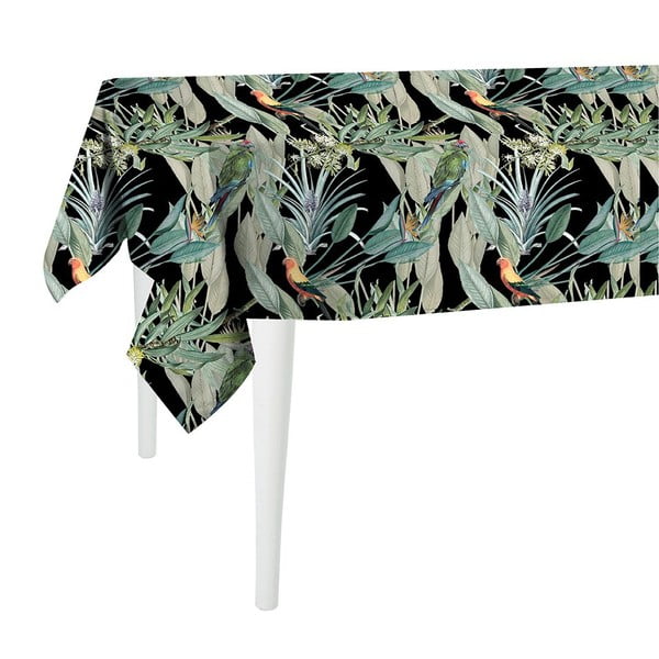 Czarny obrus Mike & Co. NEW YORK Jungle Birds, 220x140 cm