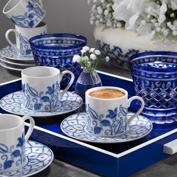 Zestaw 6 filiżanek porcelanowych ze spodkami Kutahya Ornament, 50 ml-image-1